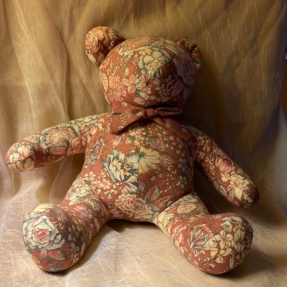 Handmade Other - Teddy bear no face handmade vintage mauve floral pattern with neck bow